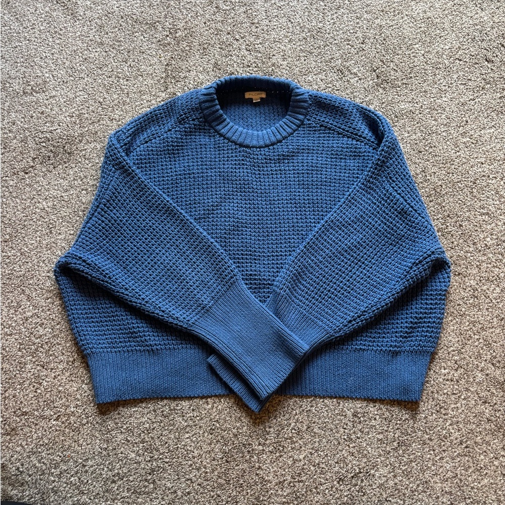 Anthropologie Pilcro Blue Waffle Knit Mock Neck Sweater – Size L